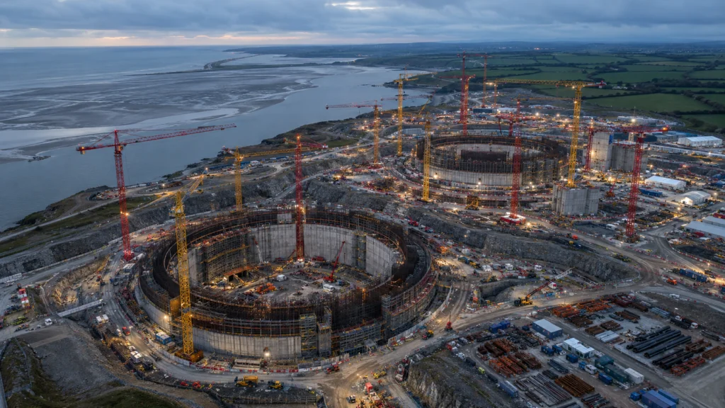 Hinkley Point C nuclear power station under construction in Somerset