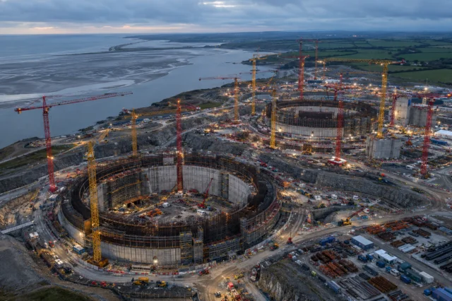 Hinkley Point C nuclear power station under construction in Somerset